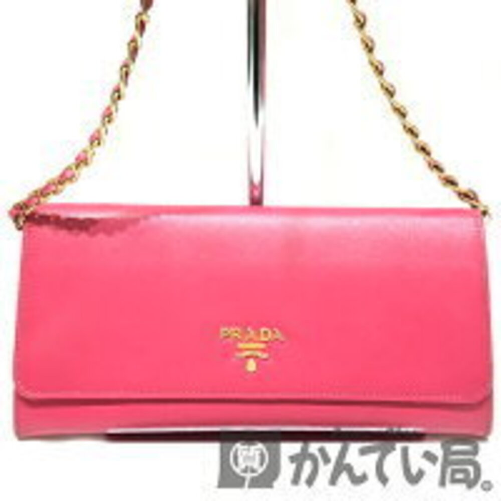 PRADA Saffiano Chain Wallet Pink